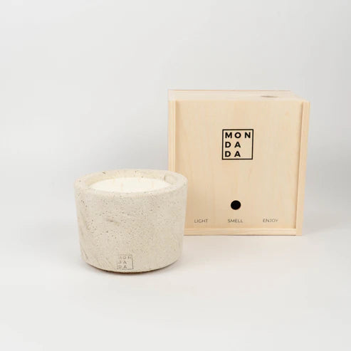 Candle Small Ecru Black Sea