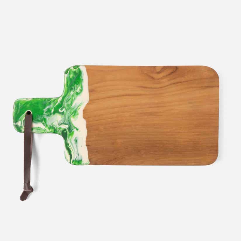 AUSTIN Swirled Resin/Natural Teak Serving Board 16.5x8