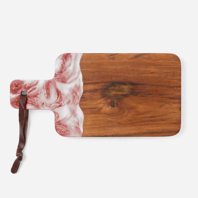 AUSTIN Swirled Resin/Natural Teak Serving Board 16.5x8
