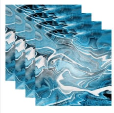 Blue Marble Square Placemat Lacquered Wood Pack/4