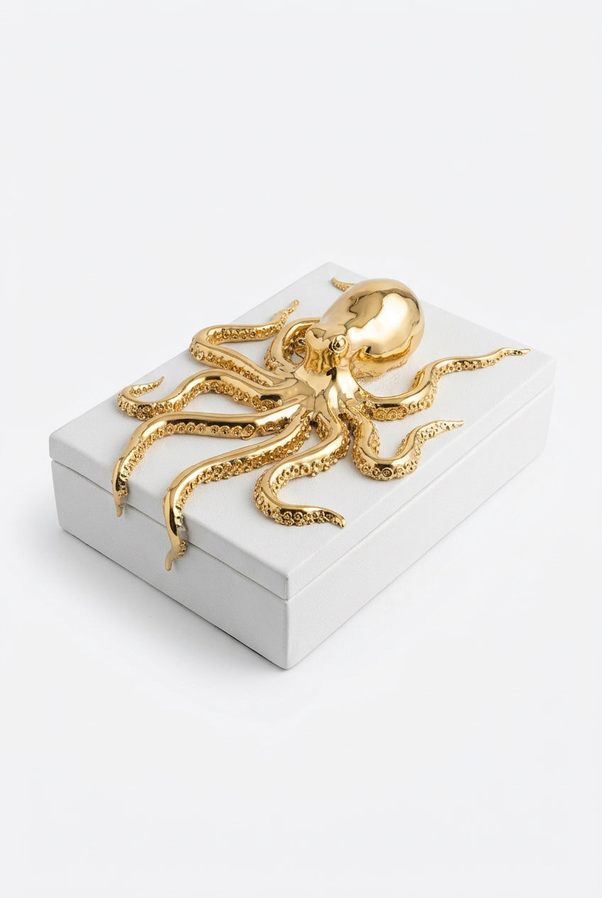 White Box Cm.22X15X6 Golden Octopus