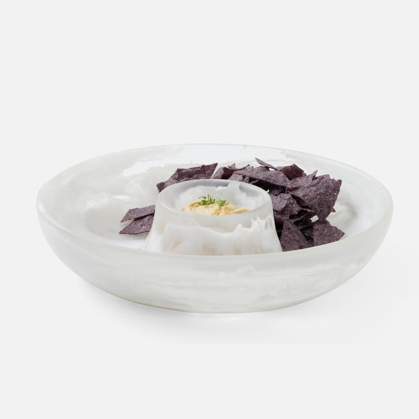 HUGO Swirled Chip and Dip Bowl Resin.