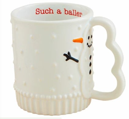 SNOWMAN FIGURAL HANDLE MUG