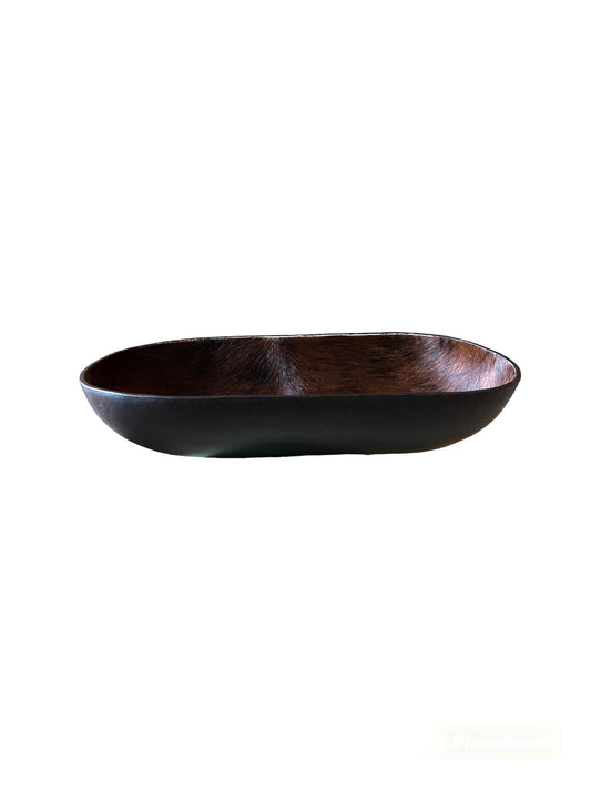 Natural Leather Oval Bowl Medium