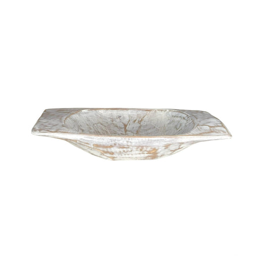 Distressed White Dough Bowl Small