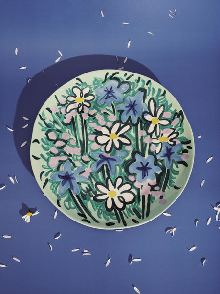 Serving Plate Green Blue Spring