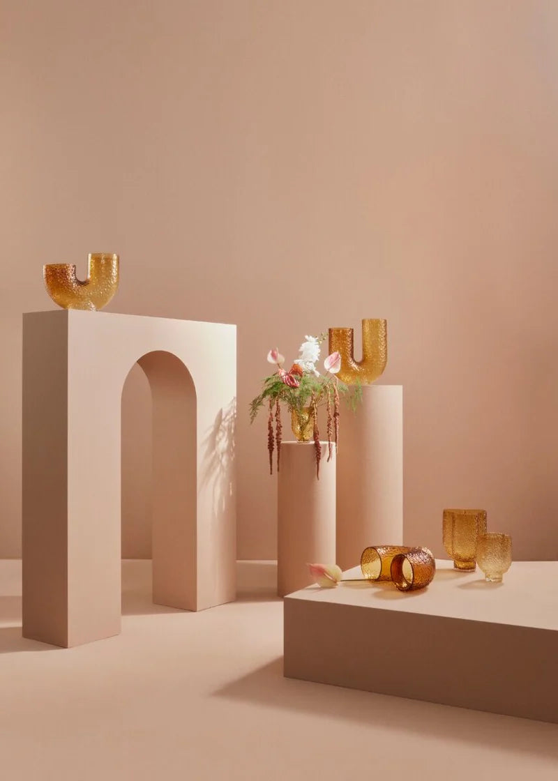 Arura Low Glass Vase Amber